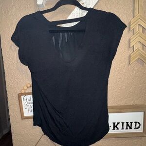 LOFT Women’s Solid Black Blouse Top Low Cut Size XSP